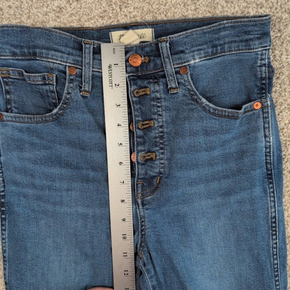 Madewell Womens 10" High Rise Skinny Jeans Button Fly Frayed Hem Medium Wash‎ - Picture 8 of 9